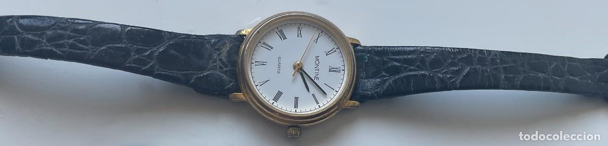 Vintage: Reloj Vintage MONTINE Quartz &ndash; Dorado &ndash; N&uacute;meros Romanos &ndash; Correa Negra
