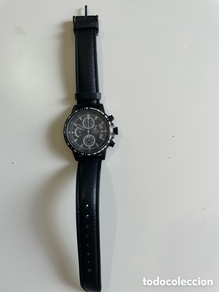 Vintage: Reloj de pulsera Racer Cron&oacute;grafo Negro - Correa de Piel (Excelente estado)