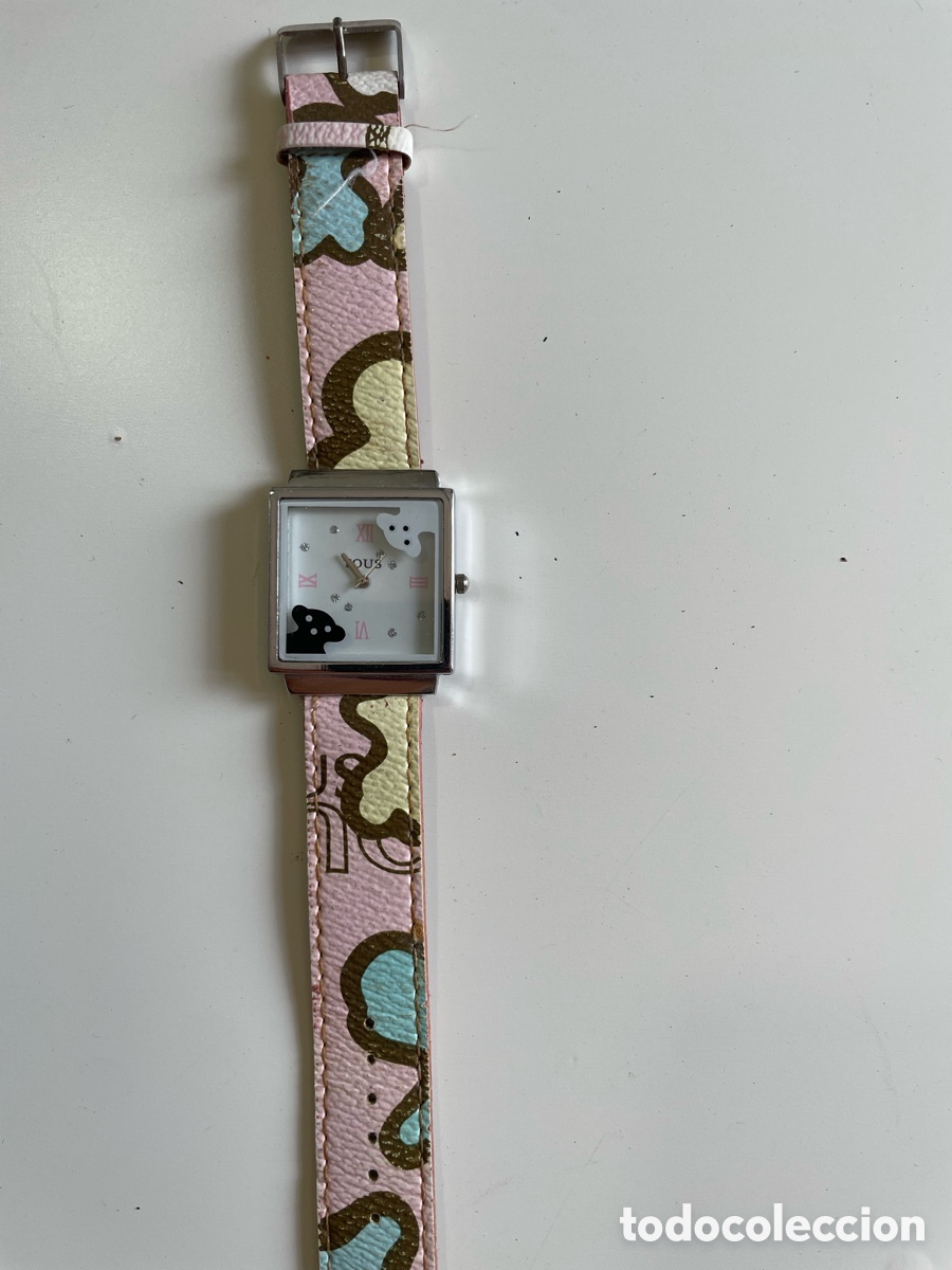 Vintage: Reloj TOUS Cuadrado Original - Correa de Piel con Estampado de Ositos