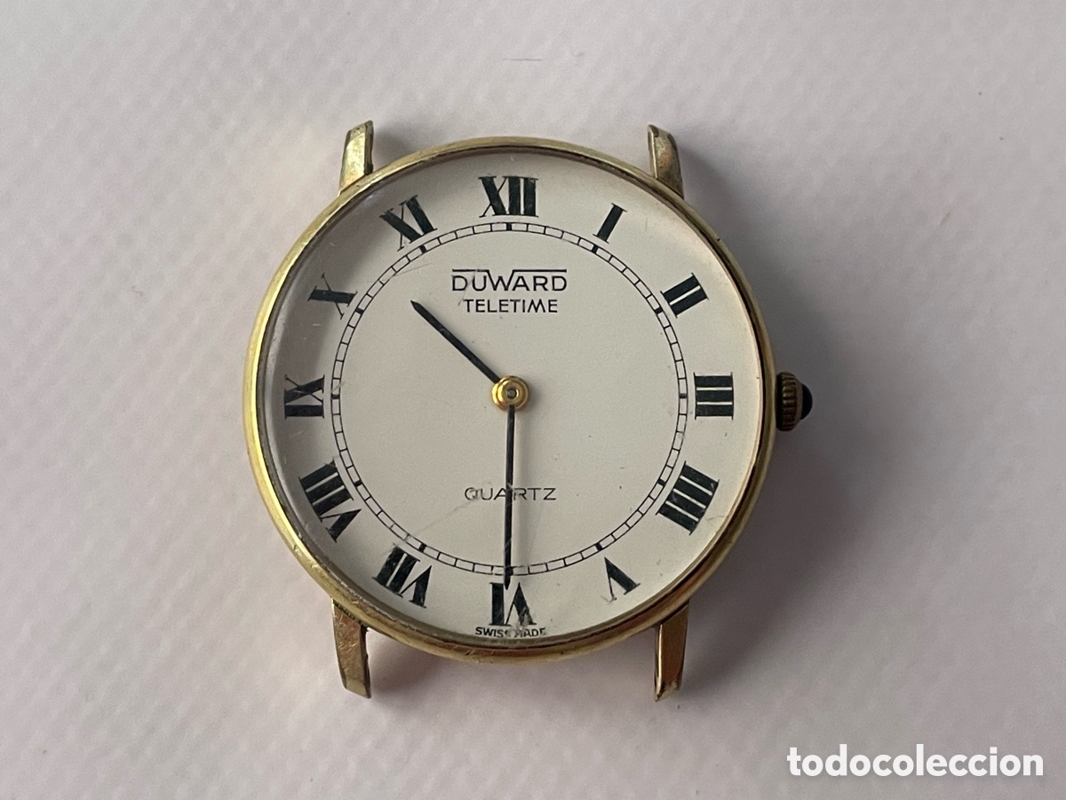 Vintage: Duward Teletime Quartz, esfera romana, dorado, Swiss Made - Sin probar