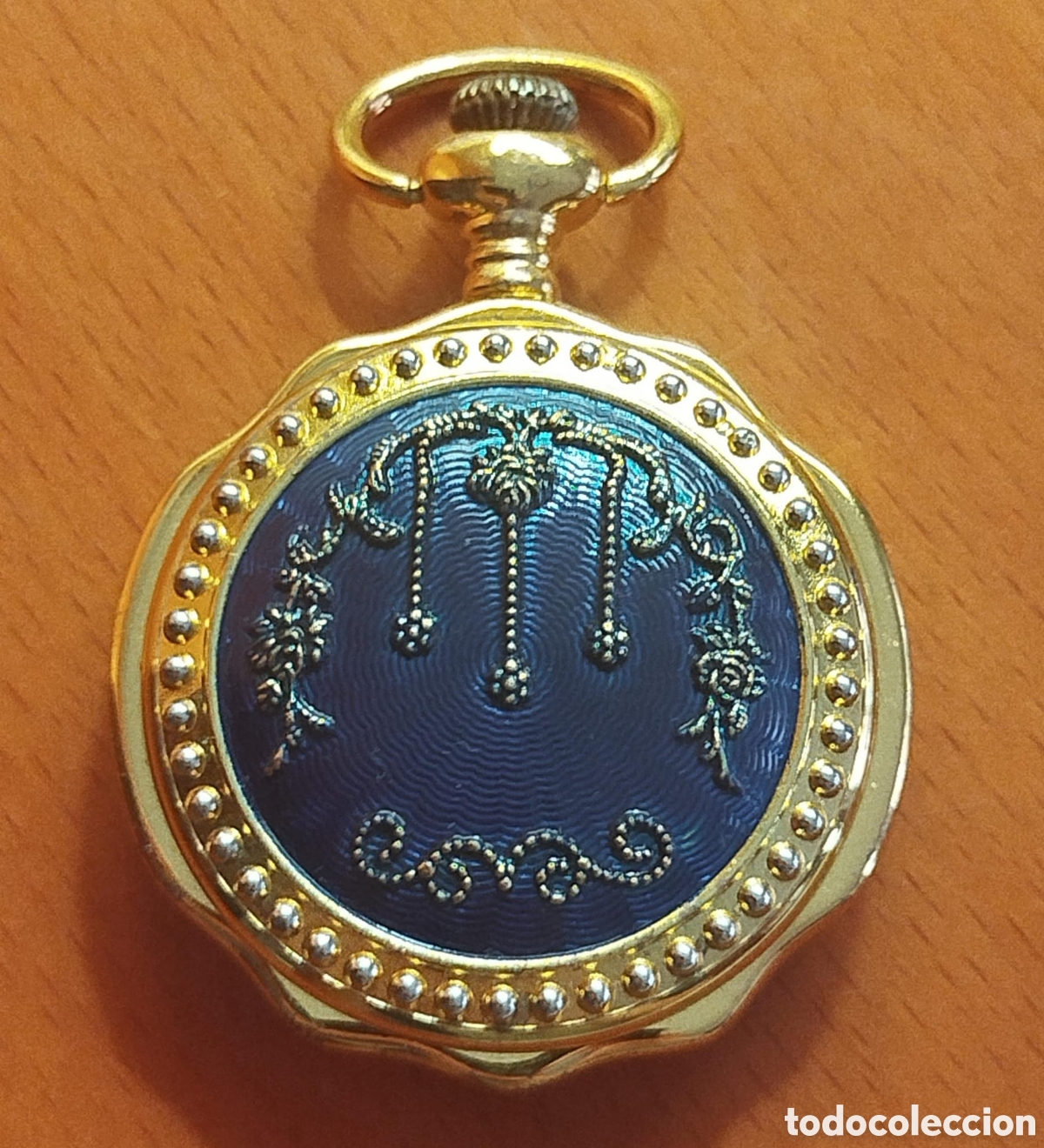 Vintage: Reloj de Bolsillo Vintage &ndash; Estilo Victoriano con Esmalte Azul Guilloch&eacute; y Acabado Dorado