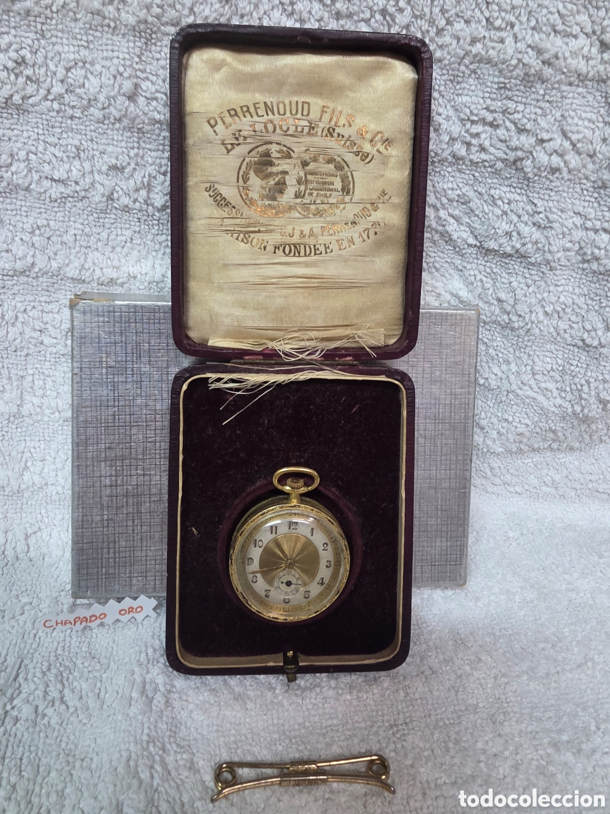 Vintage: GRAN RELOJ DE BOLSILLO COLECCIONABLE + BROCHE ALFILER