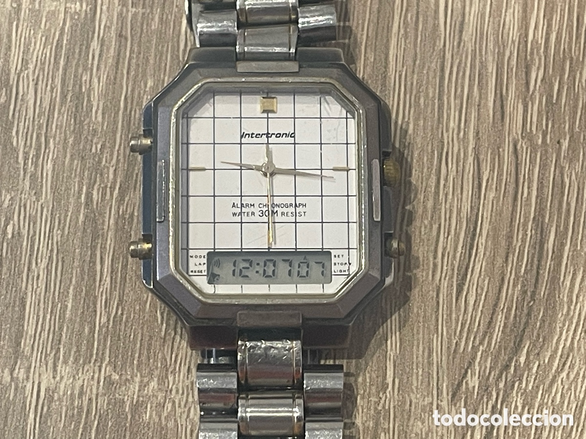 Vintage: Intertronic Ana-Digi Alarma Cron&oacute;grafo vintage, 30x33mm - Defecto en segundero