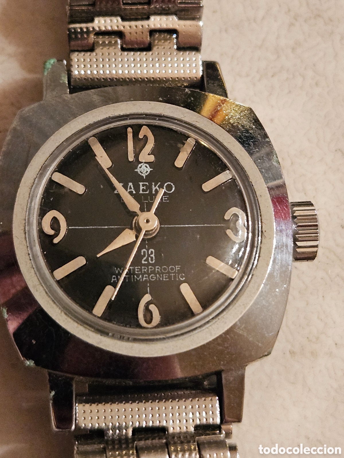 Vintage: REL&Oacute;J VINTAGE ZAEKO DE LUXE (A&Ntilde;OS 60/70) - MEC&Aacute;NICO CARGA MANUAL - &iexcl;FUNCIONANDO!
