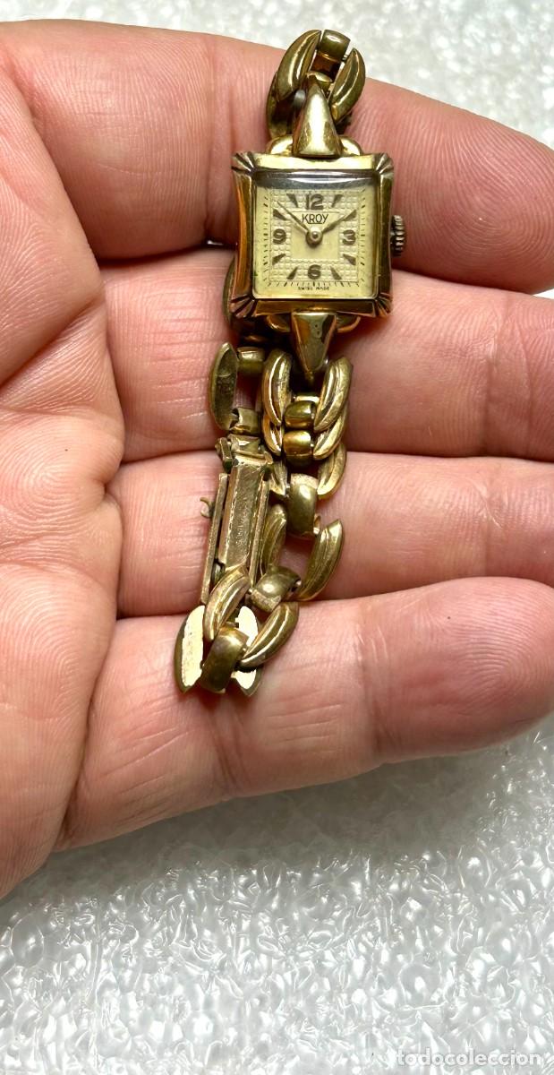 Vintage: 4263.Antiguo reloj de pulsera Suiza vintage de cuerda para mujer de la marca KROY (FUNCIONANDO)
