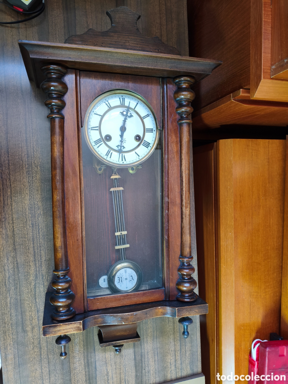Vintage: Reloj de p&eacute;ndulo de pared &iexcl;Funcionando y completo!