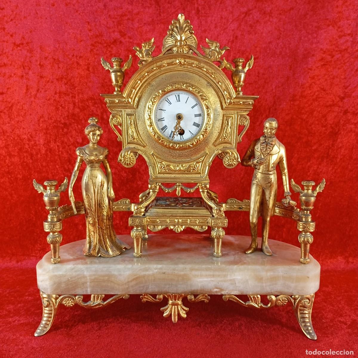 Vintage: PRECIOSO RELOJ NEOCL&Aacute;SICO EN BRONCE Y M&Aacute;RMOL - PRECIOSO - 42 X 44 X 16 CM - SE DESCONOCE ESTADO