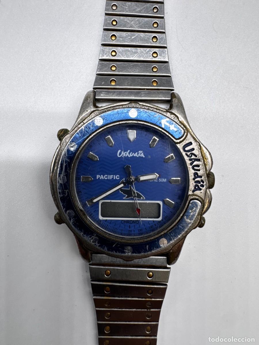 Vintage: RELOJ USHUA&Iuml;A PACIFIC CHRONO ANAL&Oacute;GICO DIGITAL VINTAGE 50M BRAZALETE MET&Aacute;LICO