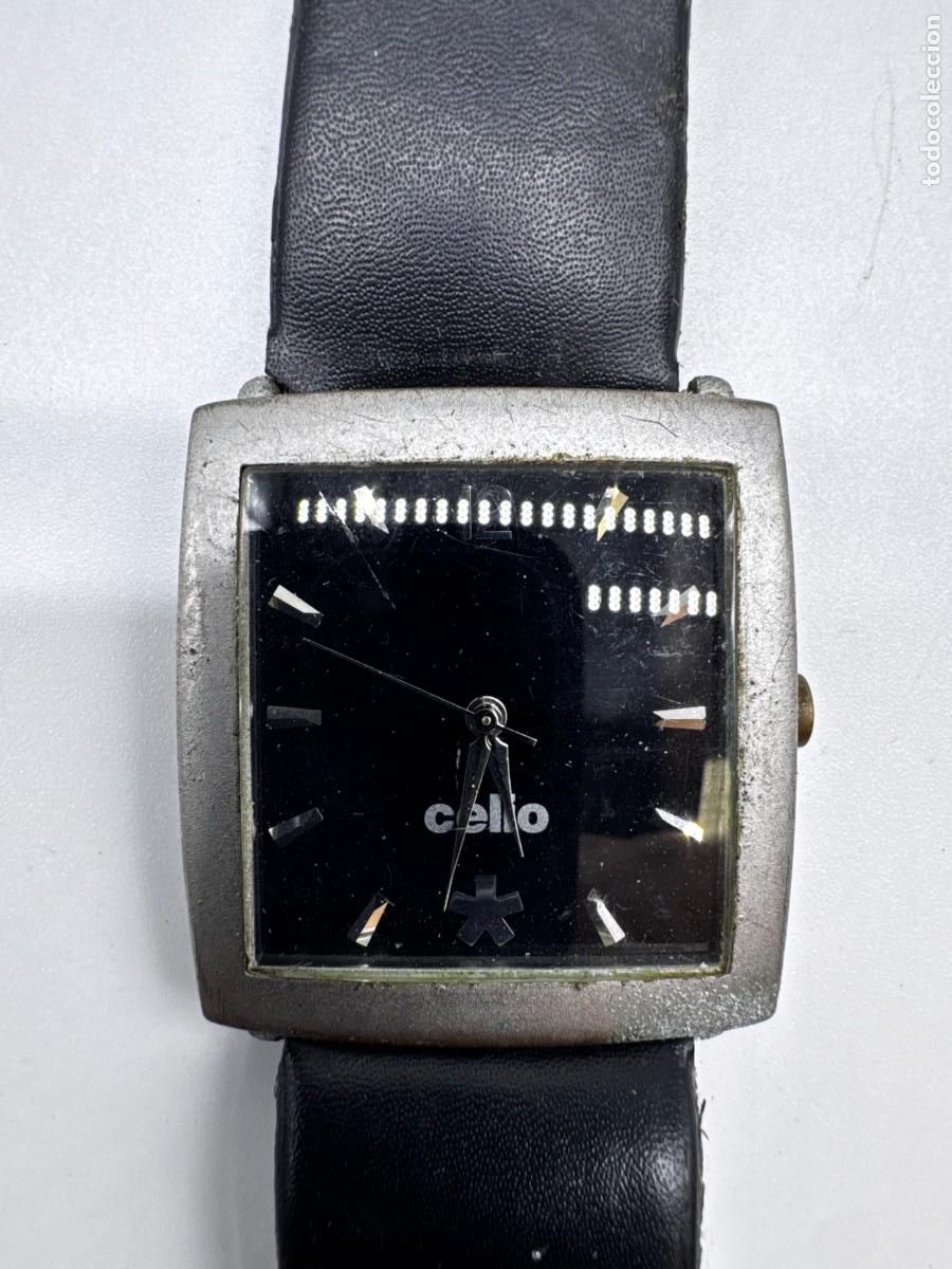 Vintage: RELOJ CELIO VINTAGE CUADRADO ESFERA NEGRA CORREA NEGRA ANAL&Oacute;GICO PARA RESTAURAR