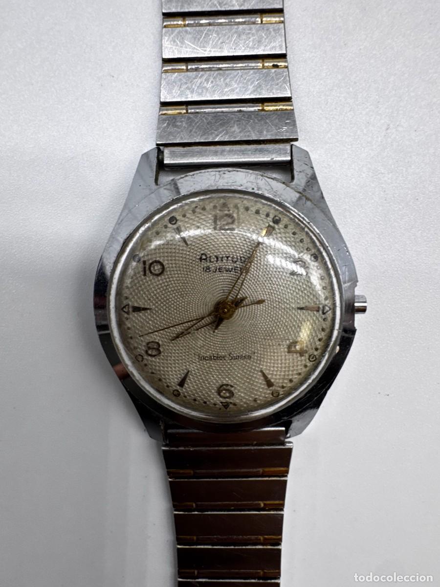 Vintage: RELOJ ALTITUDE 18 JEWELS INCABLOC SUISSE VINTAGE MEC&Aacute;NICO ESFERA TEXTURIZADA