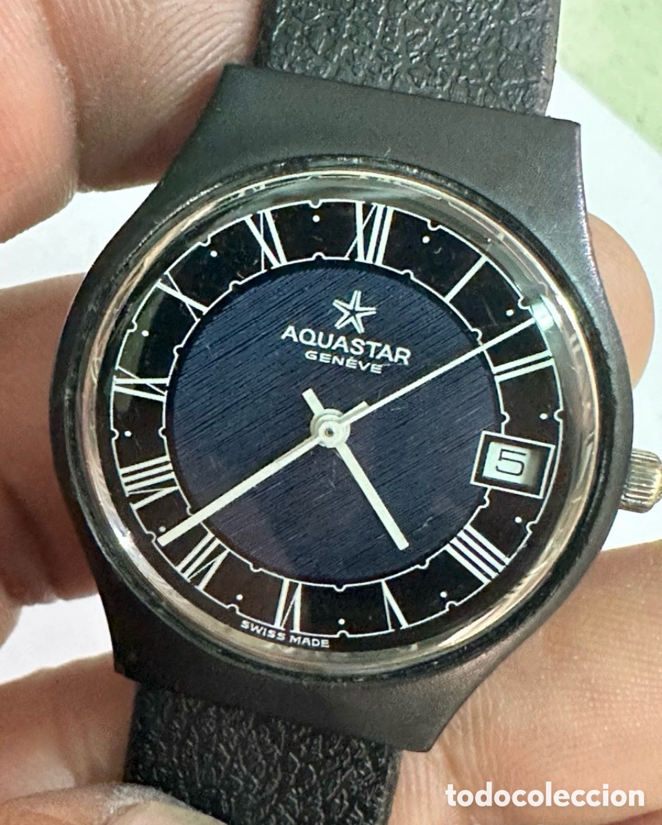 Vintage Watches: Antiguo Reloj AQUASTAR GENEVE CALENDAR SWISS VINTAGE