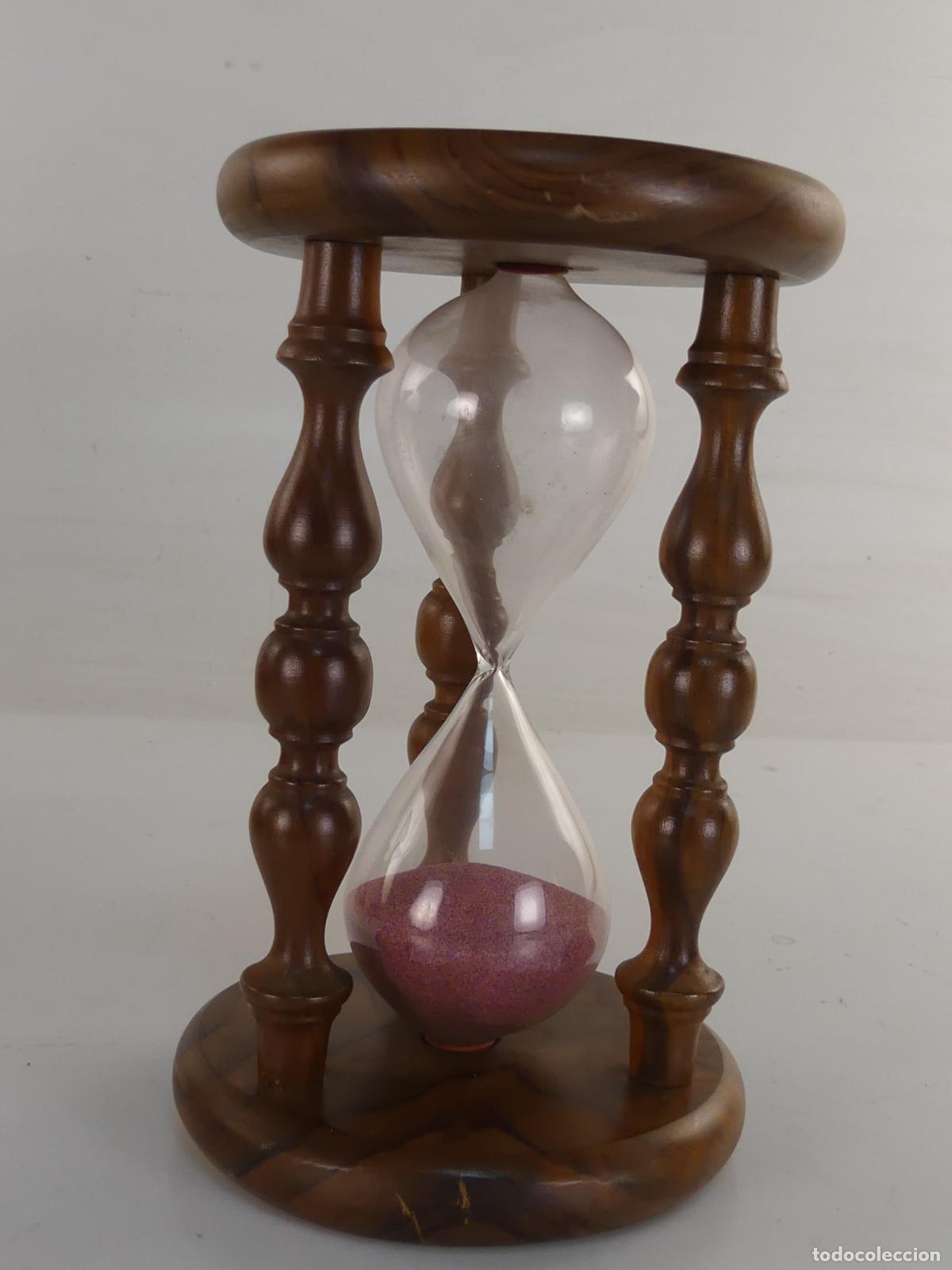 Vintage: RELOJ DE ARENA MADERA Y CRISTAL