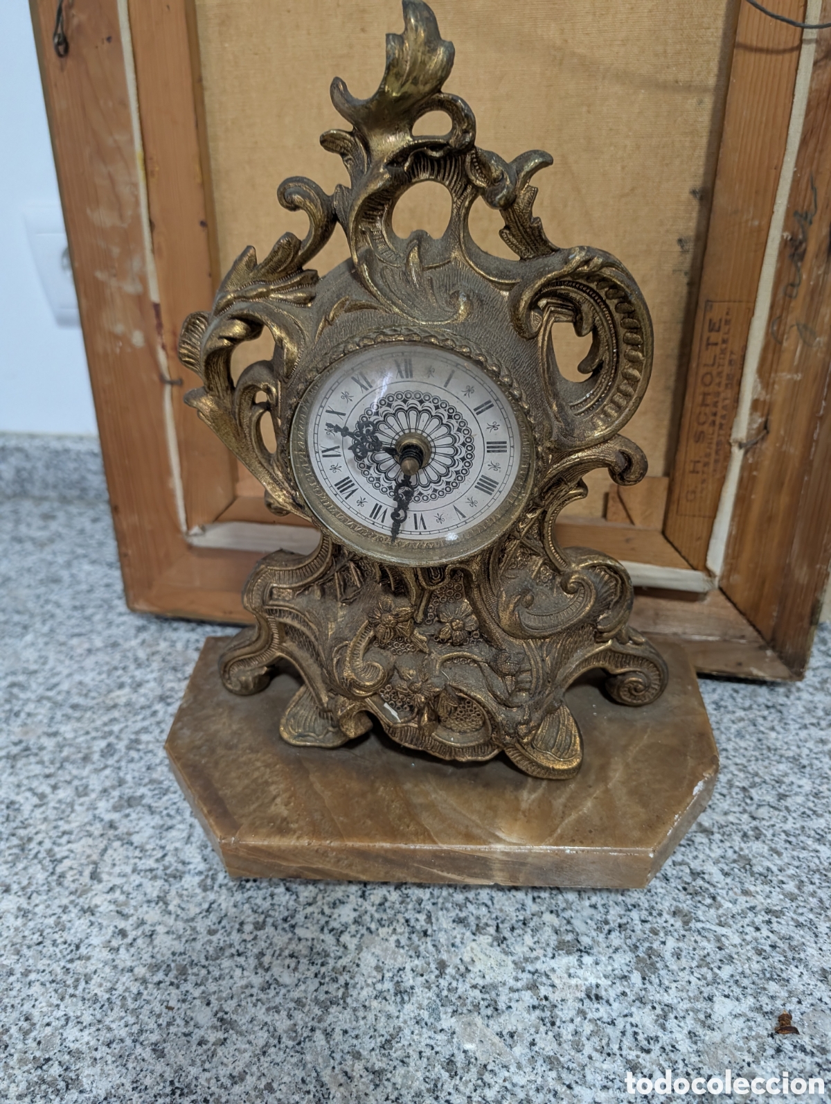 Vintage Watches: Reloj de sobremesa estilo Luis XV de bronce con base de alabastro onix y maquinaria cuarzo Kienzle 3