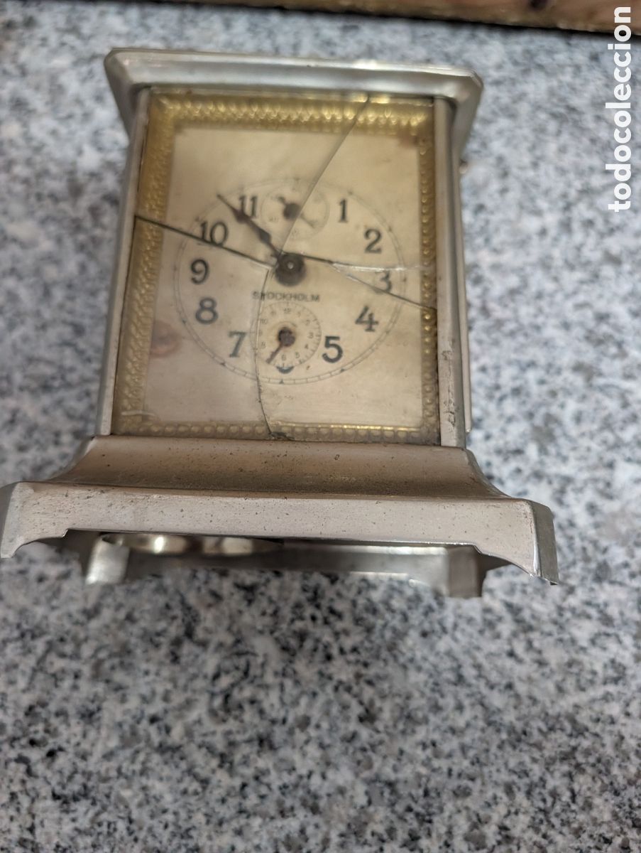 Vintage: Antiguo Reloj de Carruaje / Oficial con Despertador - Bronce y Cristal, Siglo XIX-XX (Con Llave)