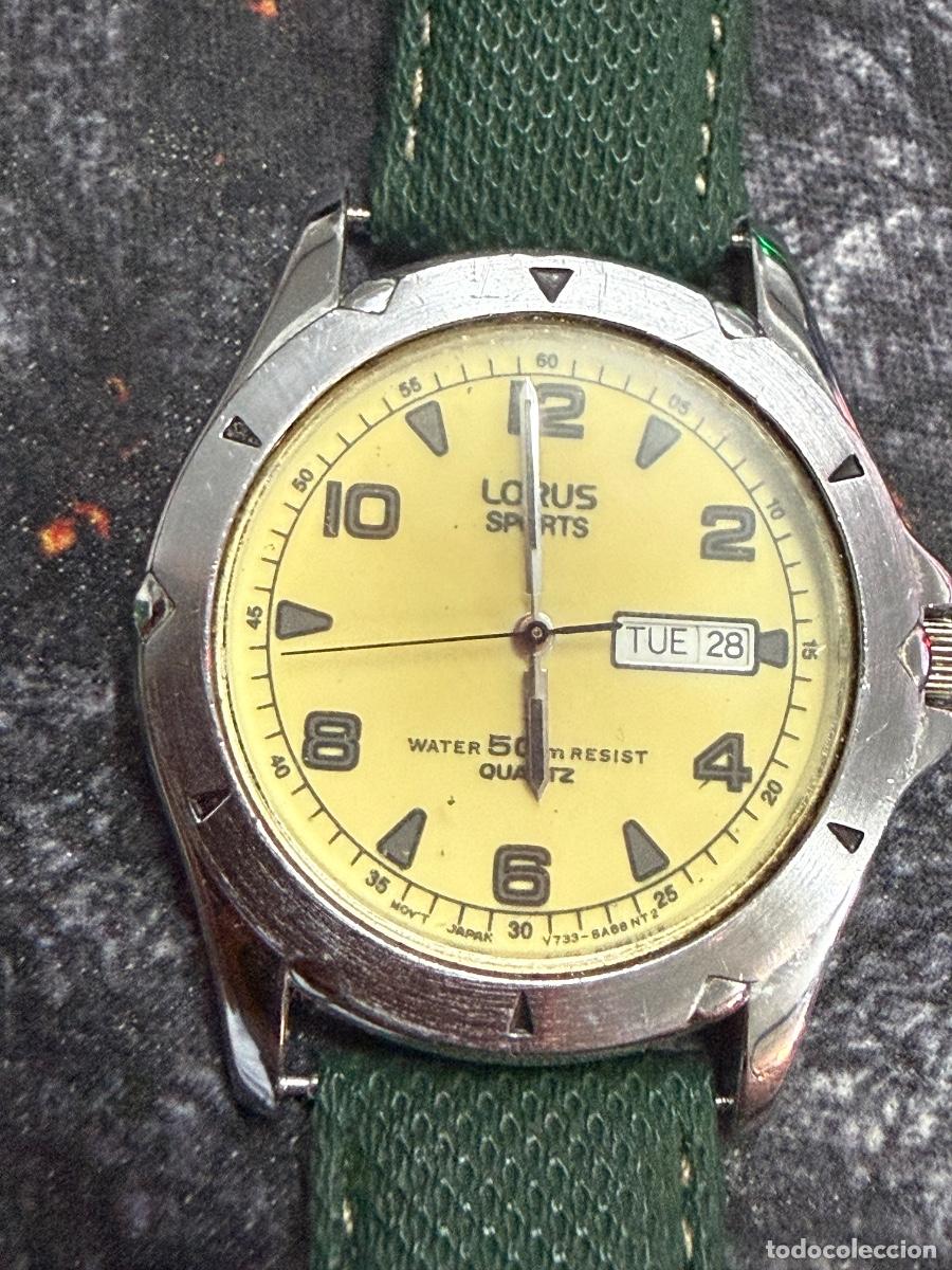 Vintage: Lorus Sports Vintage 38mm Day Date Quartz Japan &ndash; Pila Nueva &ndash; Funcionando