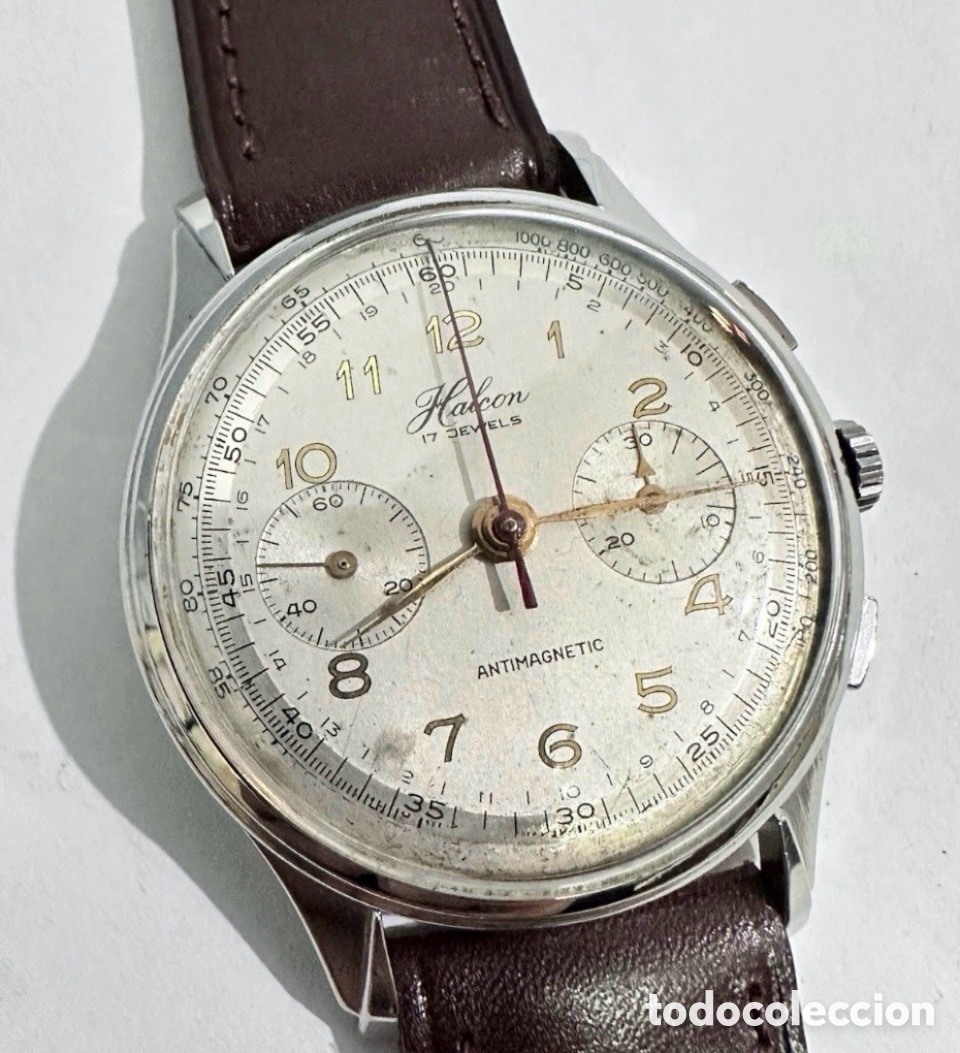 Vintage: Raro HALCON Chronograph Acero Inoxidable Cal.188 venus Swiss Vintage