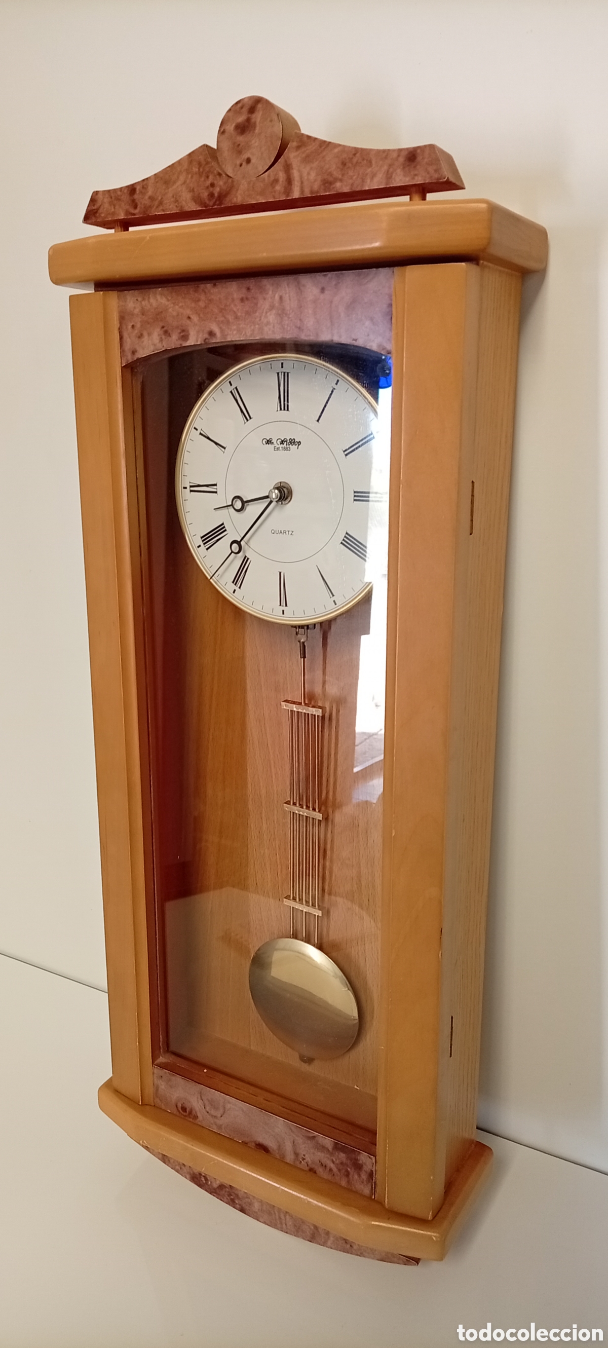 Vintage: .RELOJ DE PARED DE MADERA CON PENDULO - Foto 2