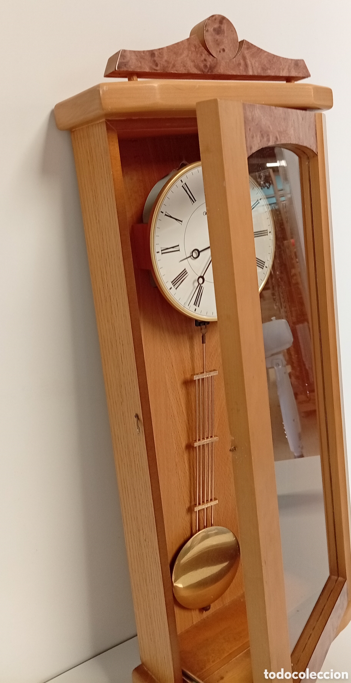 Vintage: .RELOJ DE PARED DE MADERA CON PENDULO - Foto 6