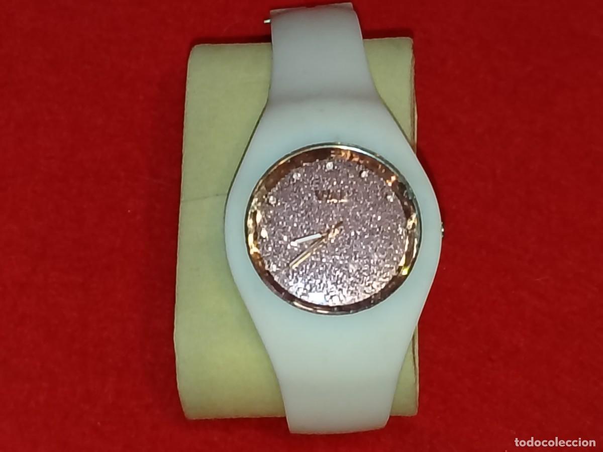 Vintage: RELOJ ANAL&Oacute;GICO ESTILO SILICONA,DISE&Ntilde;O DE MARCA COMO ICE-WATCH-ESFERA BRILLANTE GLITTER ORO ROSA