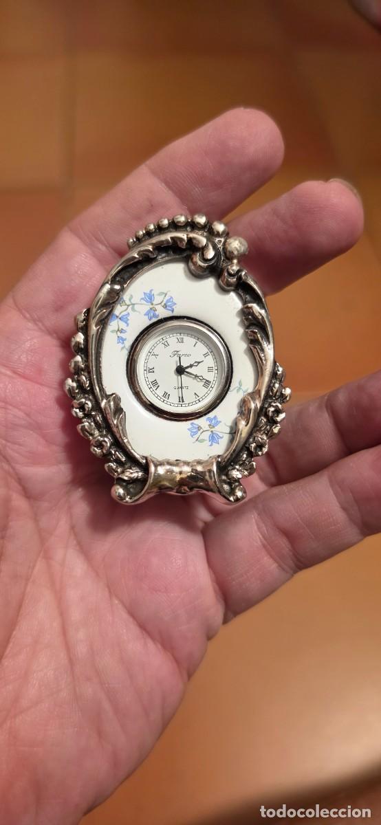 Vintage: Precioso reloj, plata y porcelana