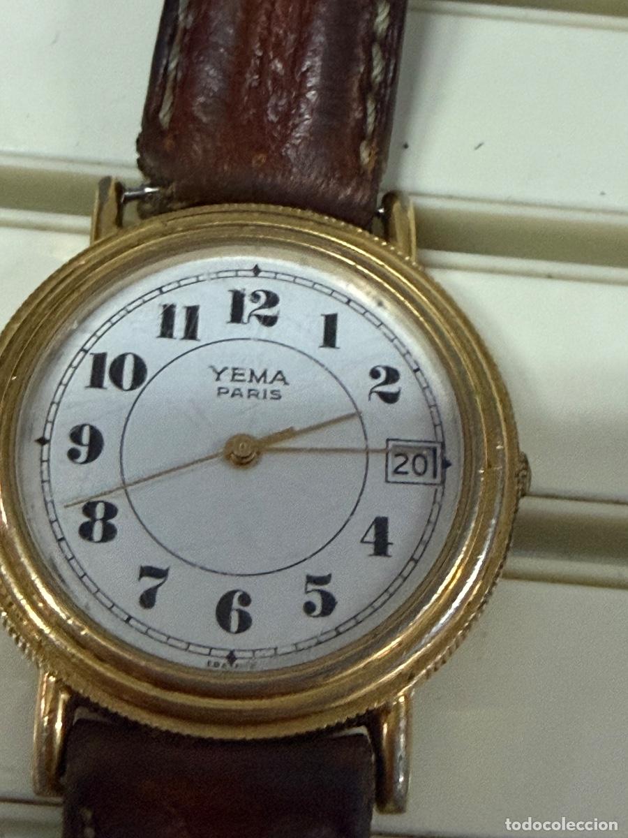 Vintage: YEMA Paris Vintage &ndash; Reloj Cl&aacute;sico Franc&eacute;s &ndash; Esfera Blanca con Fecha &ndash; Bater&iacute;a Nueva &ndash; Funcionando