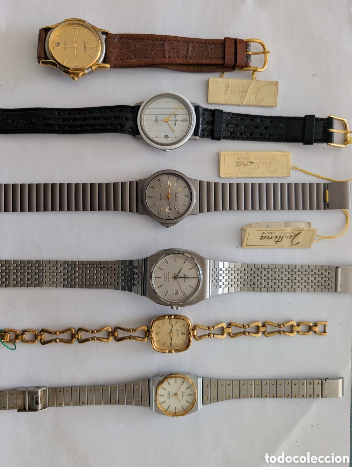 Vintage: Lote seis relojes Justina cuarzo y automaticos