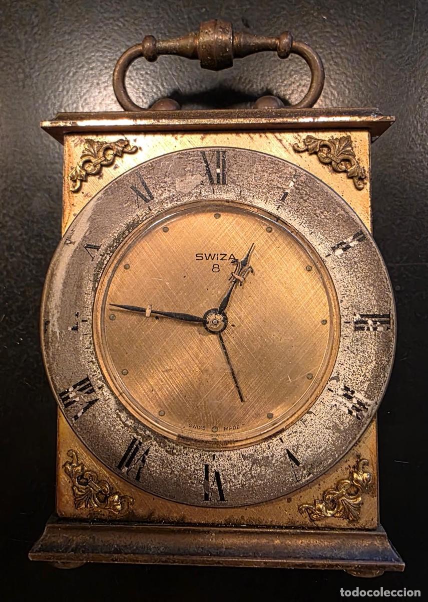 Vintage: Reloj de Sobremesa Vintage SWIZA 8 Swiss Made &ndash; Mec&aacute;nico 8 D&iacute;as &ndash; Estilo Carruaje &ndash; 12 &times; 7 cm