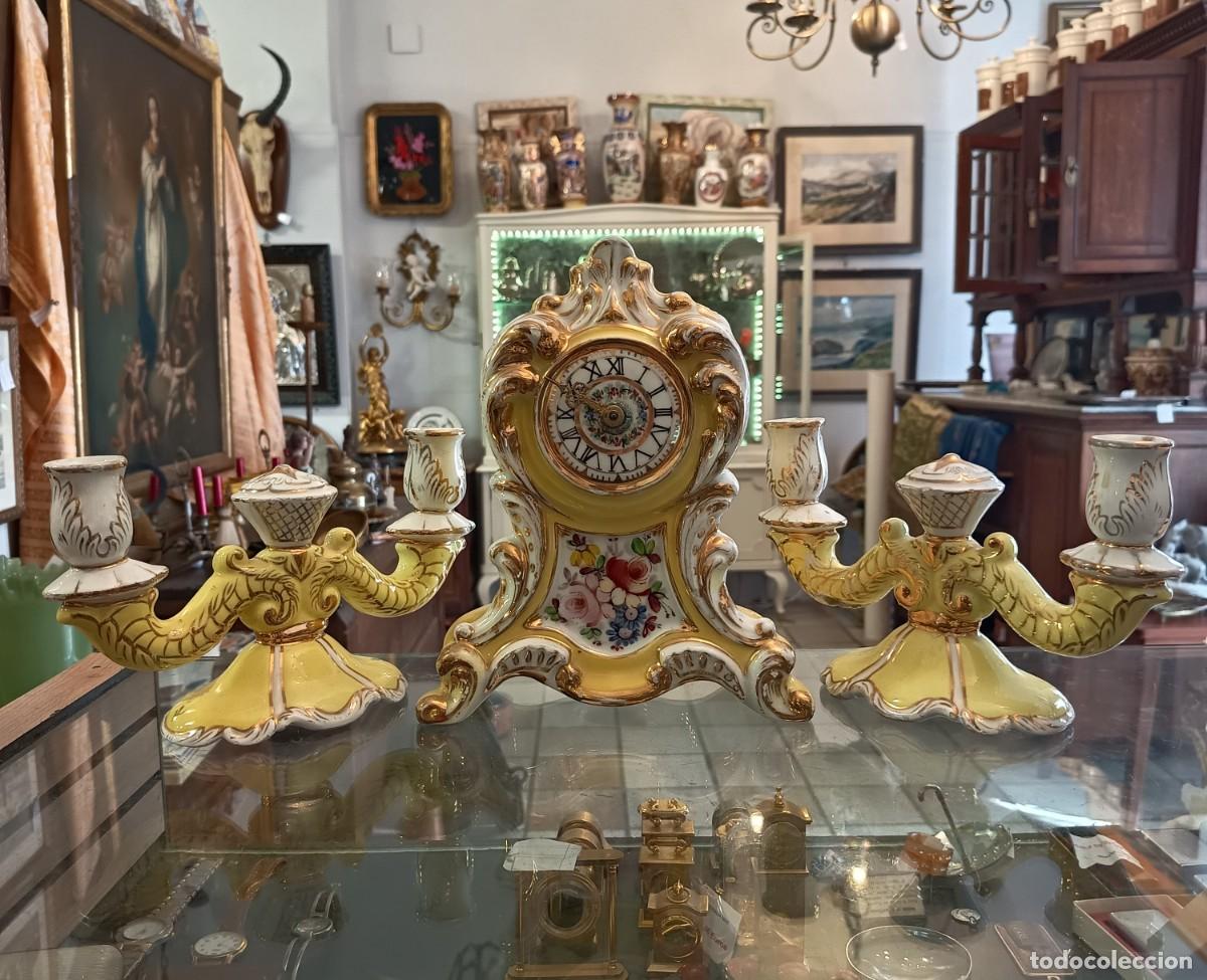 Vintage: Conjunto vintage Reloj con 2 candelabros