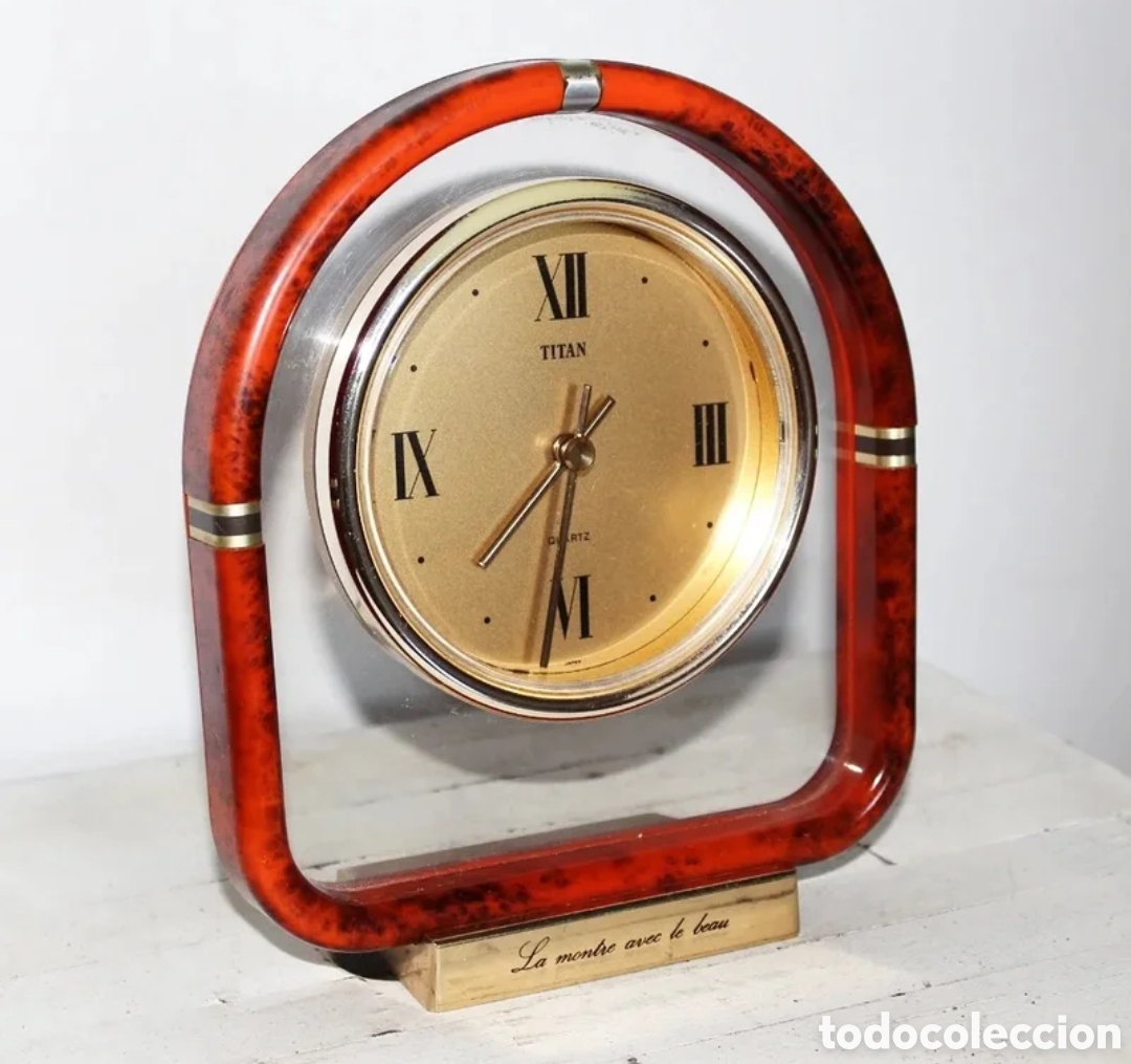 Vintage: Bonito reloj de sobremesa vintage, a&ntilde;os 70