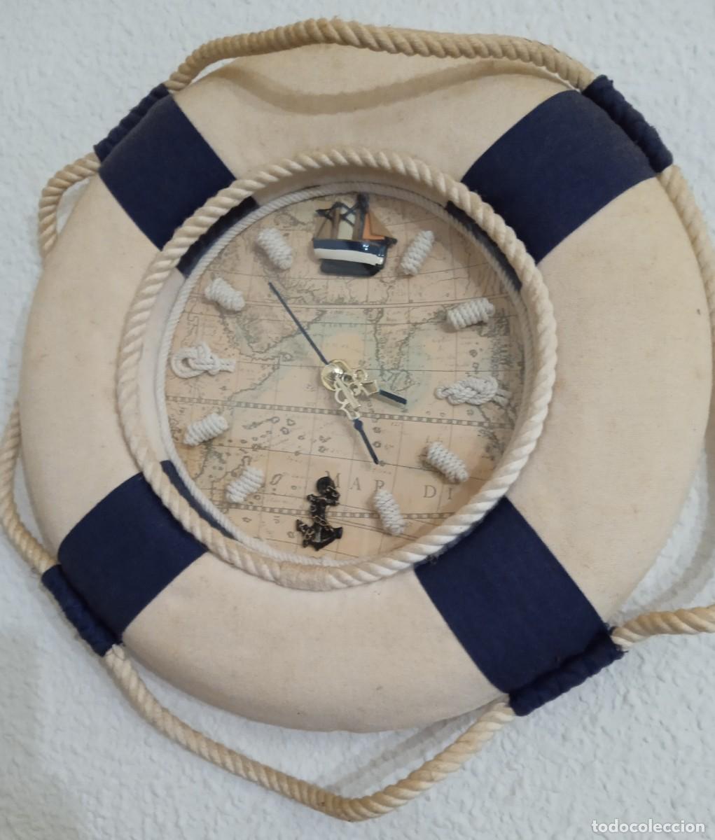 Vintage: Reloj de pared n&aacute;utico con forma de salvavidas