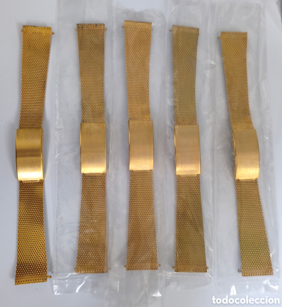 Vintage: Lote de 5 Brazaletes de acero dorado de 20mm