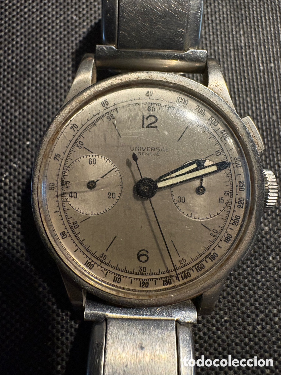 Vintage: Reloj UNIVERSAL GEN&Egrave;VE cron&oacute;grafo mec&aacute;nico vintage a&ntilde;os 40 &ndash; 35 mm &ndash; Funcionando