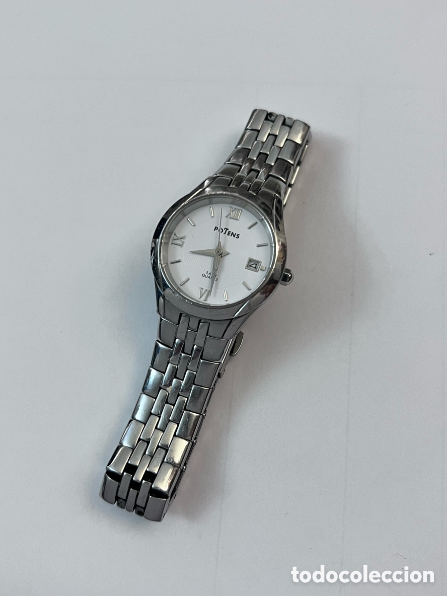 Vintage: ✅ reloj Potens acero cuarzo calendario se&ntilde;oras 83531