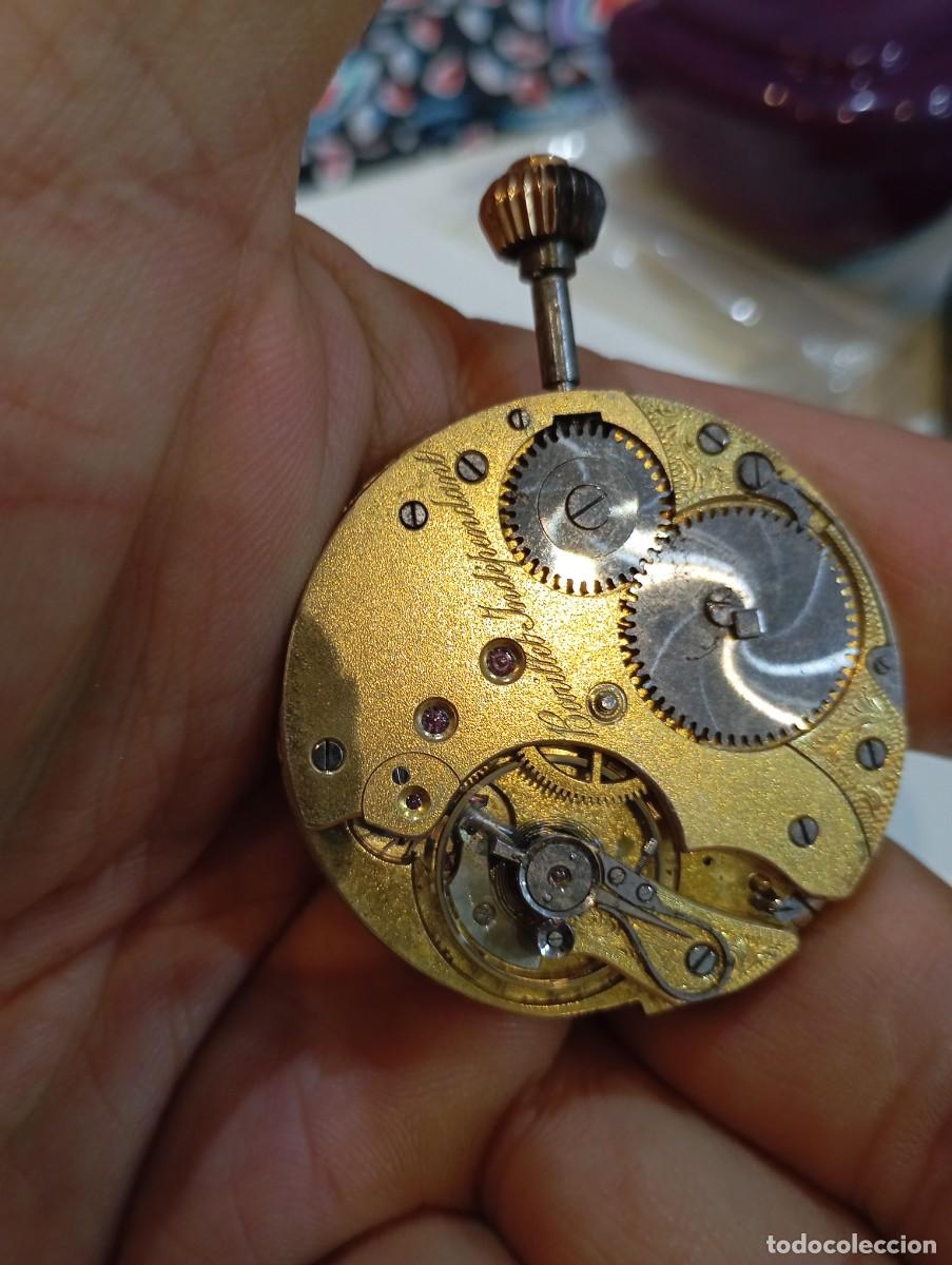Vintage: Maquinaria reloj de bolsillo TISSOT INCRUSTACIONES ORO FUNCIONANDO PERFECTO. 1880 mando V&Iacute;DEO