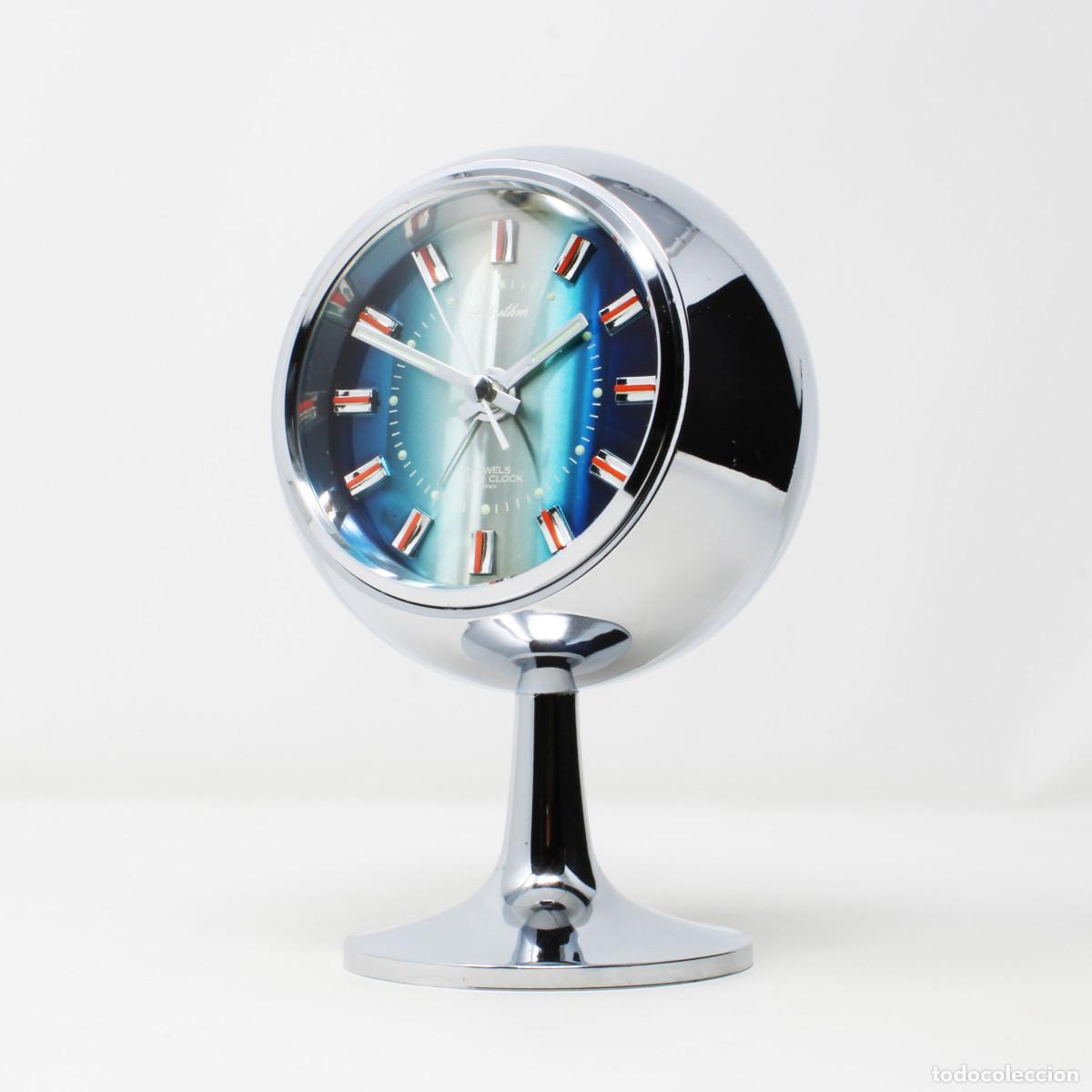 Vintage: Reloj despertador Space Age Rhythm 51129 | Tulip&aacute;n cromado vintage a&ntilde;os 60 | Despertador japon&eacute;s