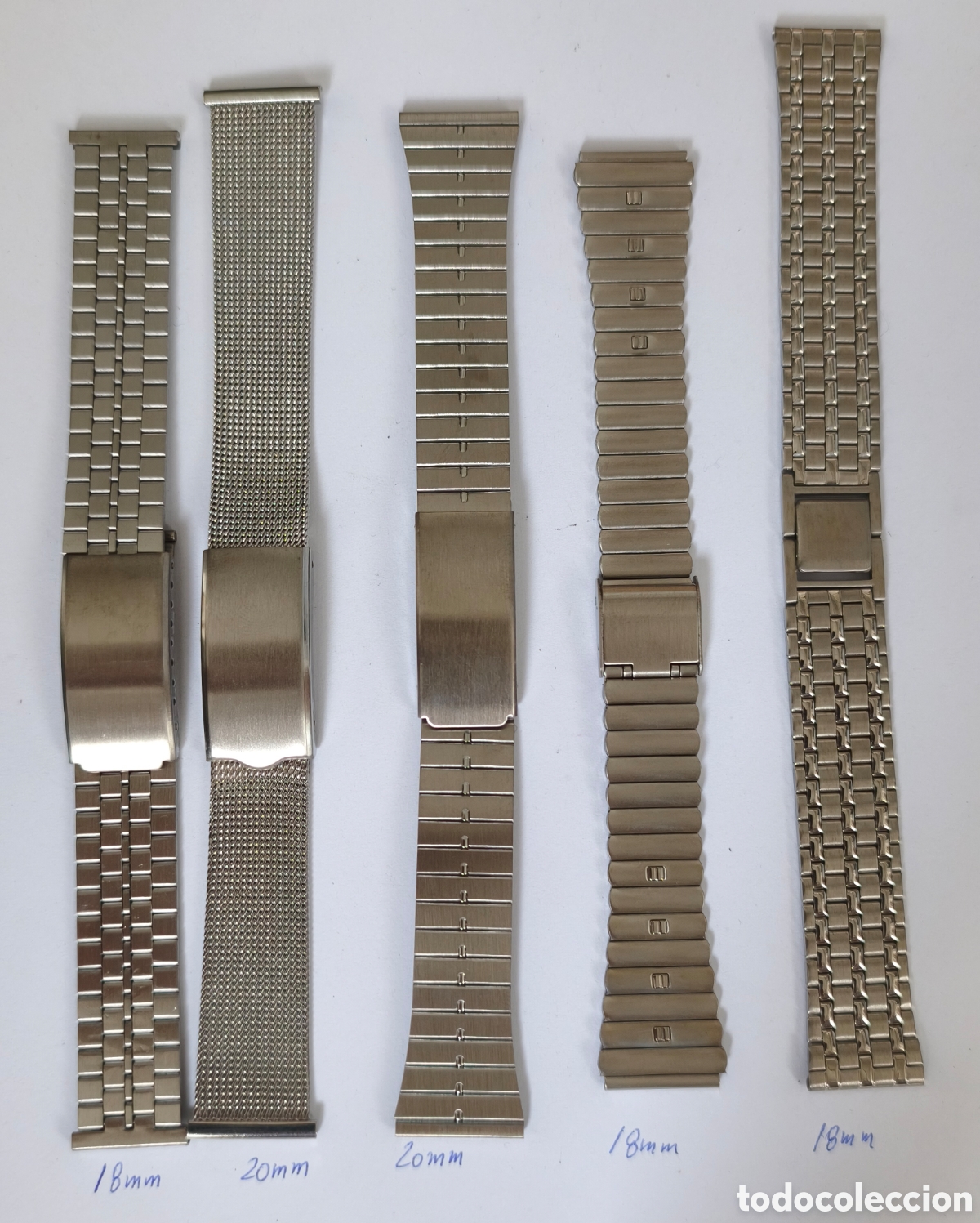 Vintage Watches: Lote de 5 brazaletes surtidos de acero. De 18mm y 20mm