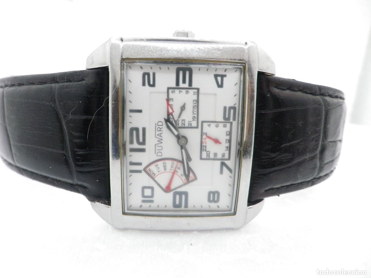Vintage: Reloj Duward Multifuncion Rectangular Todo Acero Inoxidable Ref 87004 Elegante - Foto 2