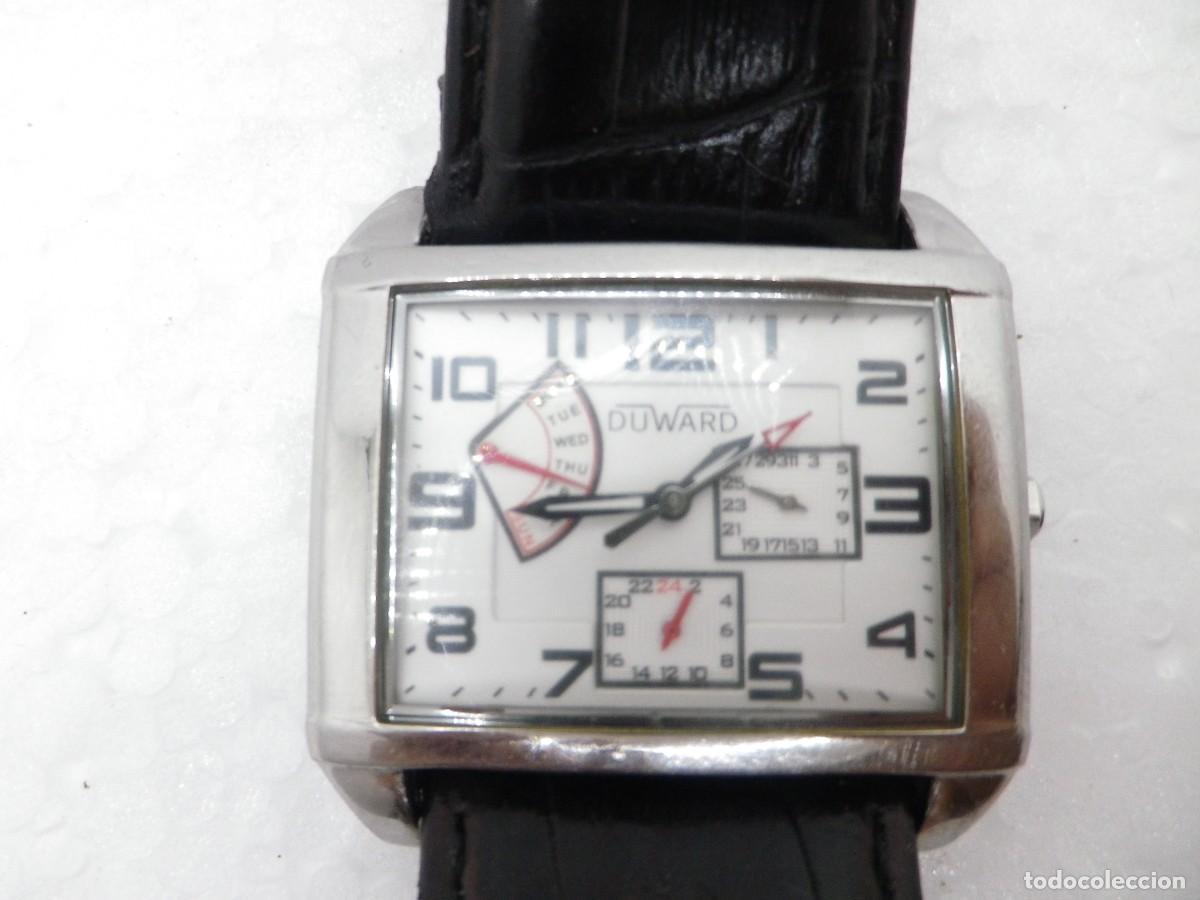 Vintage: Reloj Duward Multifuncion Rectangular Todo Acero Inoxidable Ref 87004 Elegante - Foto 3