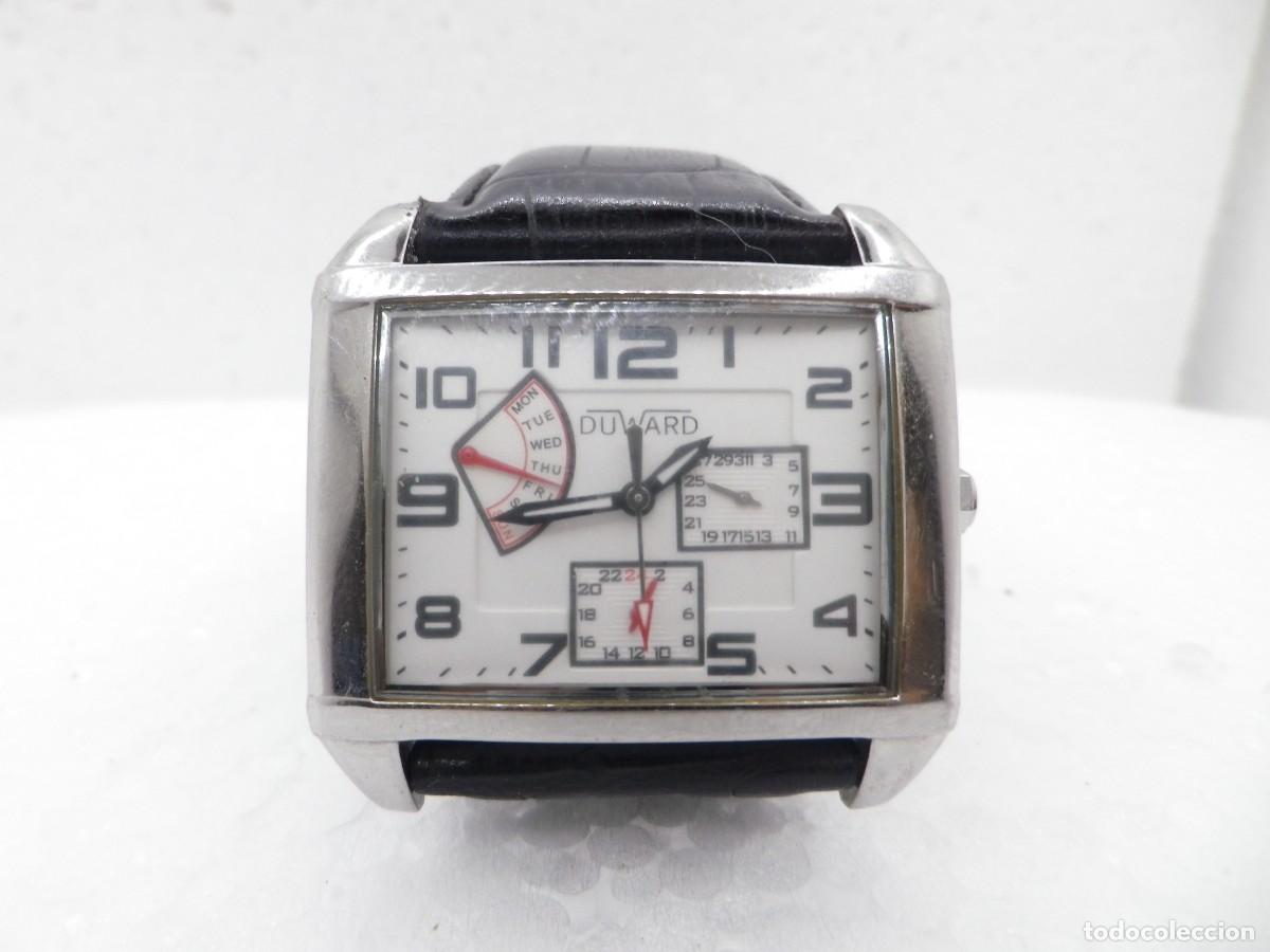 Vintage: Reloj Duward Multifuncion Rectangular Todo Acero Inoxidable Ref 87004 Elegante - Foto 5