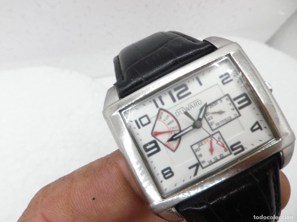 Vintage: Reloj Duward Multifuncion Rectangular Todo Acero Inoxidable Ref 87004 Elegante - Foto 7