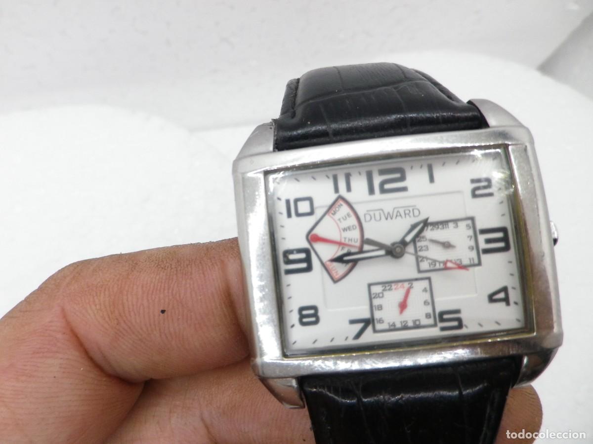 Vintage: Reloj Duward Multifuncion Rectangular Todo Acero Inoxidable Ref 87004 Elegante - Foto 12