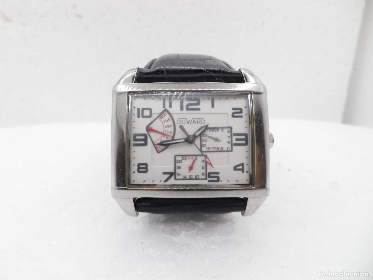 Vintage: Reloj Duward Multifuncion Rectangular Todo Acero Inoxidable Ref 87004 Elegante - Foto 13