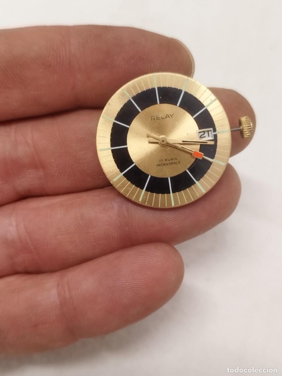 Vintage: Maquinaria Y Esfera Reloj Vintage Relay 17 Rubis Incassable. Sin probar, Con Calendario A&ntilde;os 70.