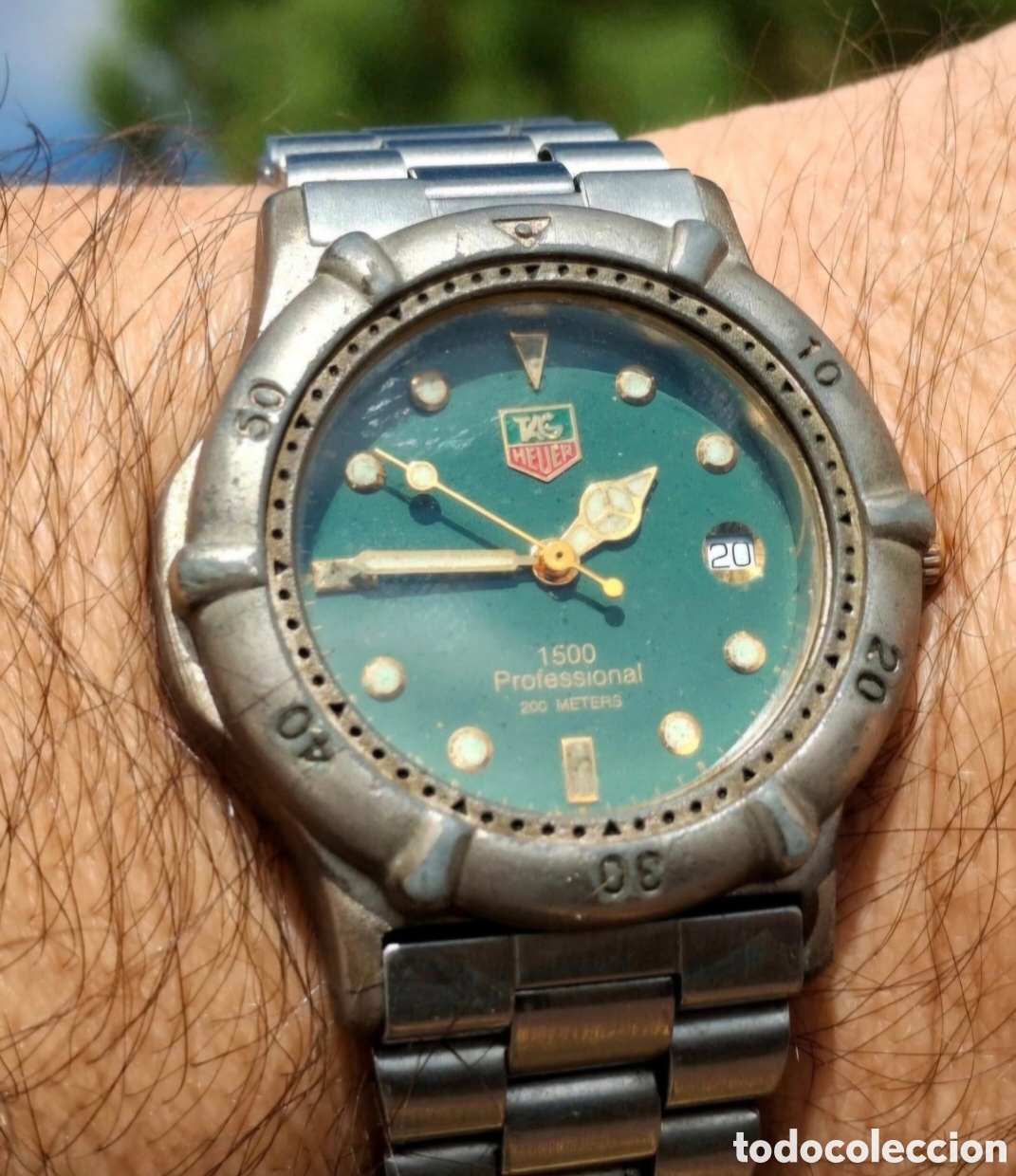 Vintage: Reloj de Pulsera Vintage Estilo Diver Esfera Verde - Movimiento Cuarzo (Funcionando)