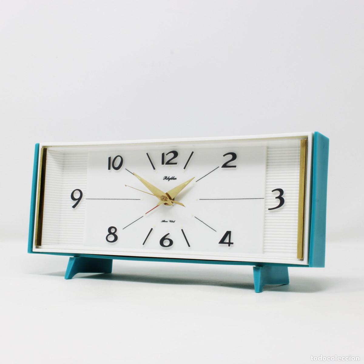 Vintage: Reloj Despertador Vintage Rhythm 5182 Azul Mid Century Japon&eacute;s 1950s &ndash; Space Age Atomic &ndash; Funciona