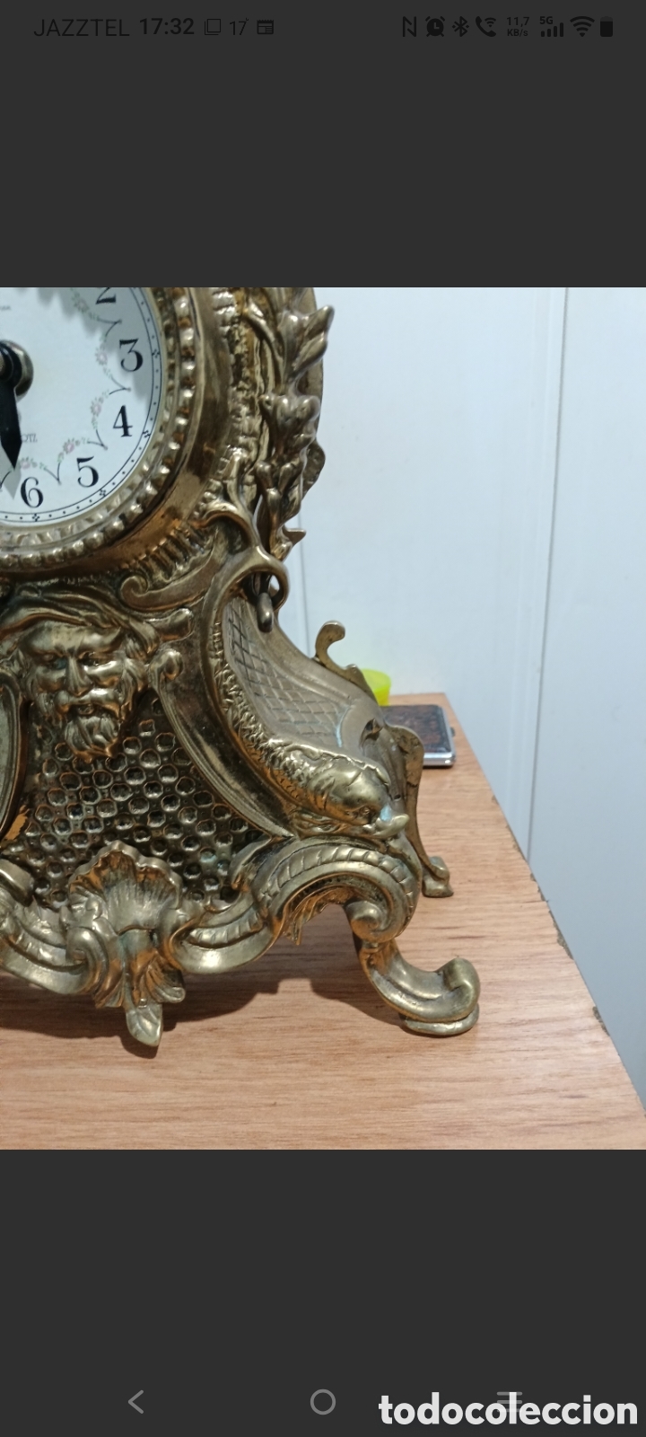 Vintage: Reloj de sobremesa chimenea Bronce Estilo Roboco - Foto 4