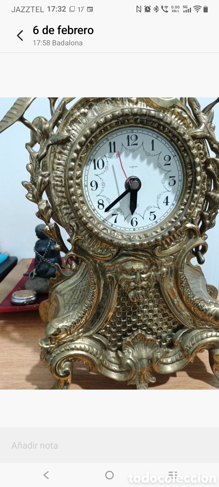 Vintage: Reloj de sobremesa chimenea Bronce Estilo Roboco - Foto 5