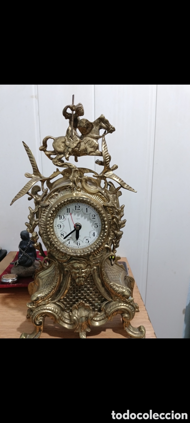Vintage: Reloj de sobremesa chimenea Bronce Estilo Roboco - Foto 6