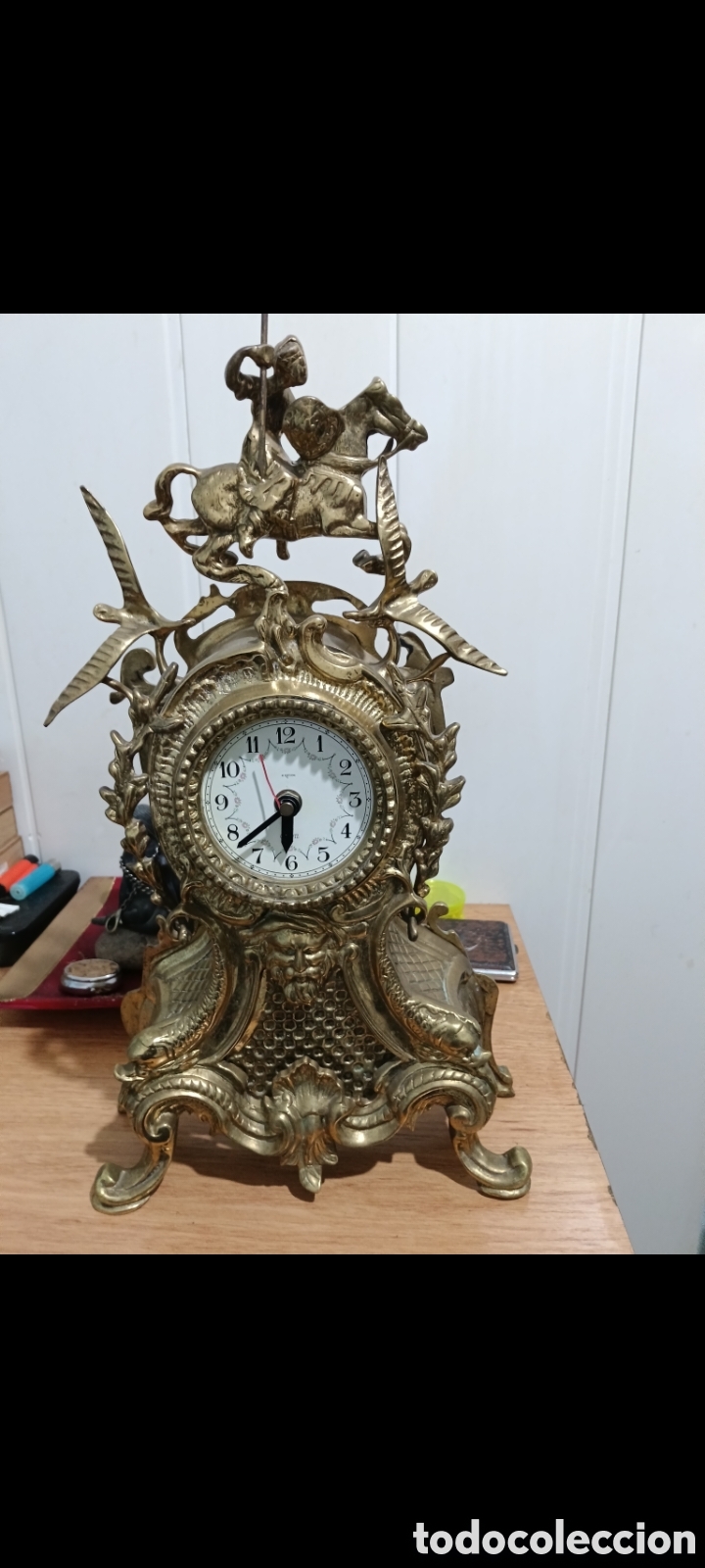 Vintage: Reloj de sobremesa chimenea Bronce Estilo Roboco - Foto 1