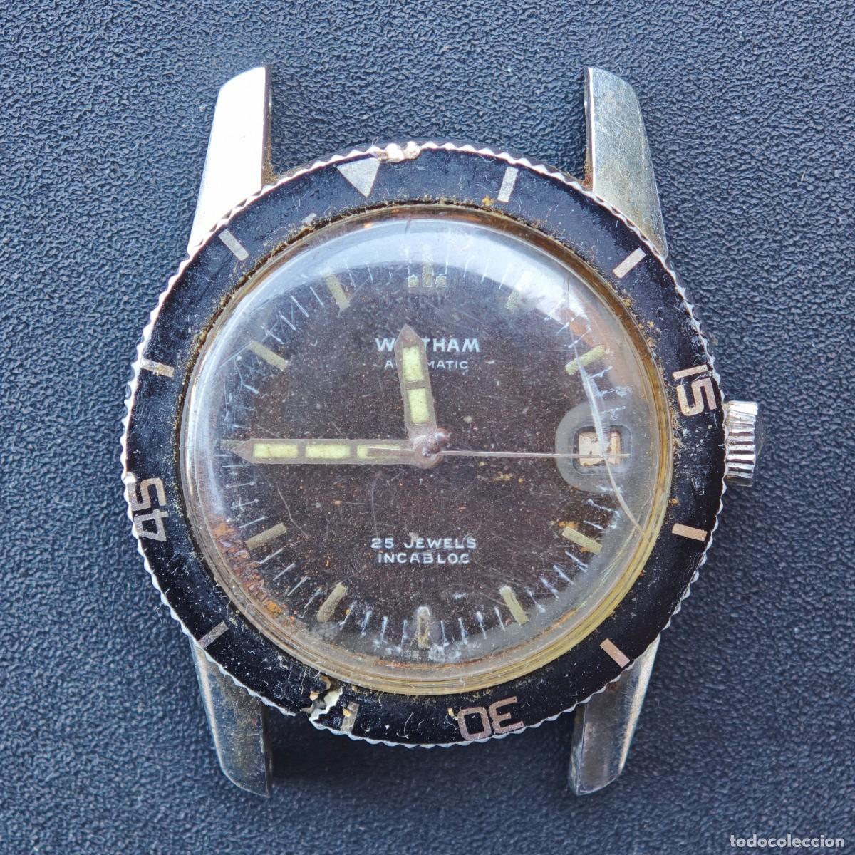 Vintage: WALTHAM 36mm automatic diver black military reloj vintage AS 1700/01 montre orologio watch swiss